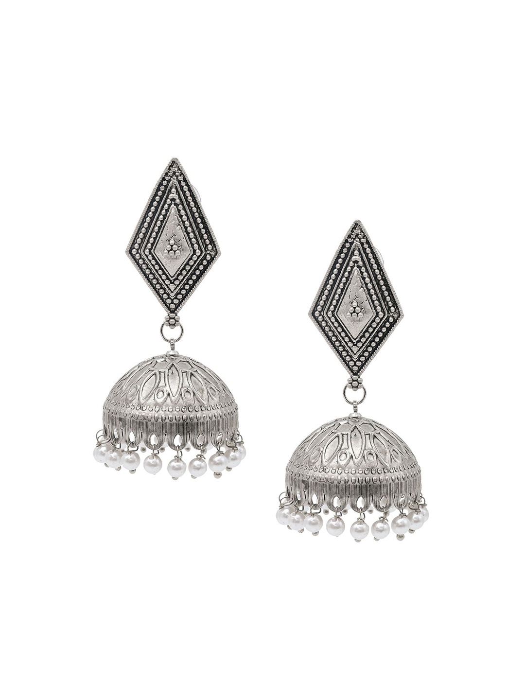 

Shining Jewel - By Shivansh Contemporary Jhumkas Earrings, Silver
