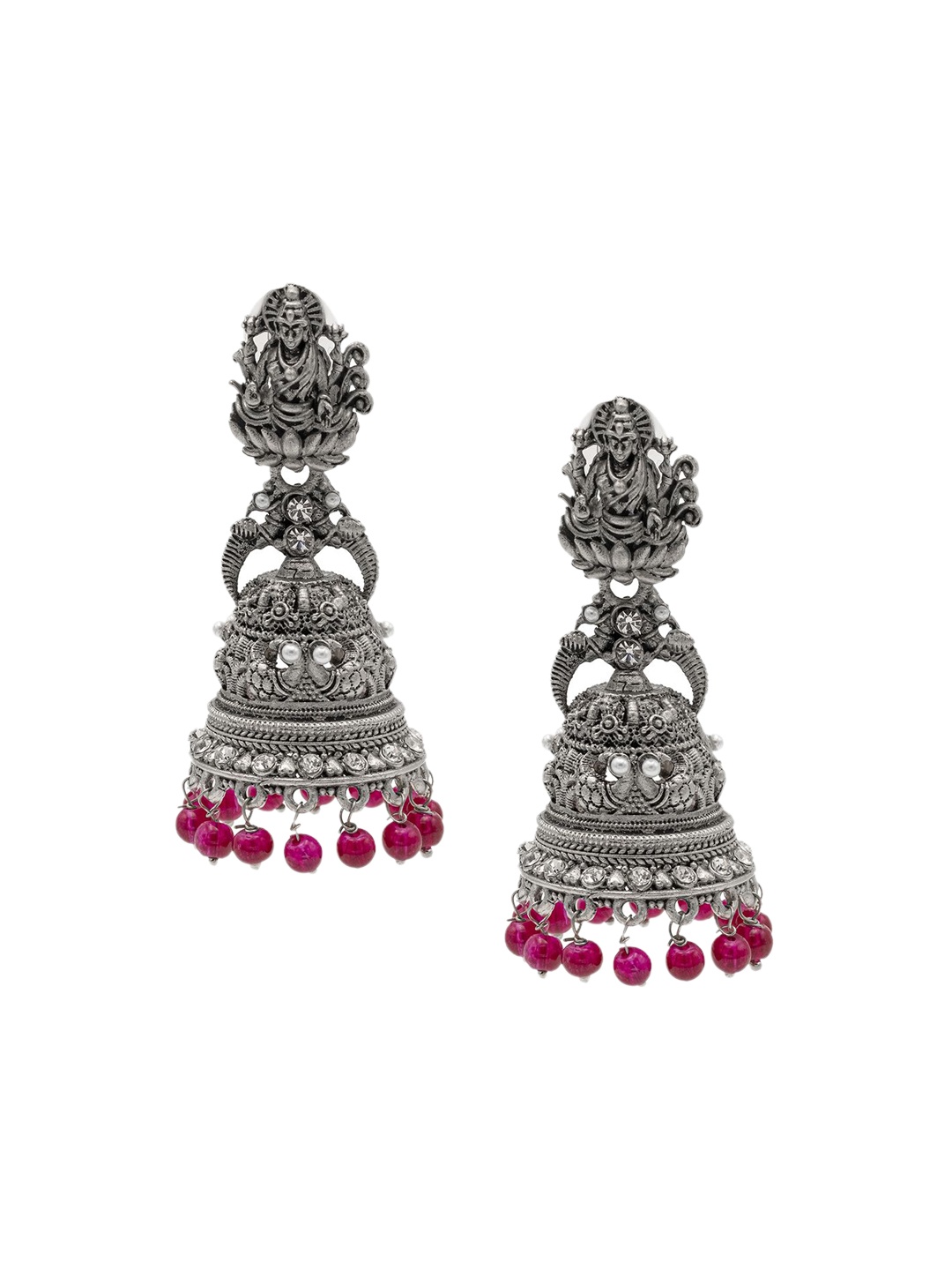 

Shining Jewel - By Shivansh Silver-Plated Oxidised Contemporary Jhumkas