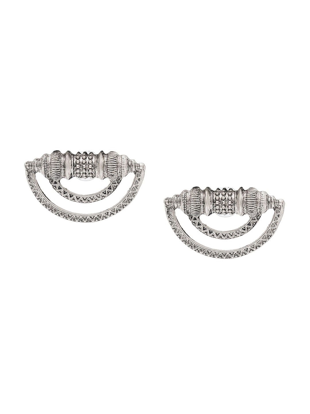 

Shining Jewel - By Shivansh Silver-Plated Oxidised Studs Earrings