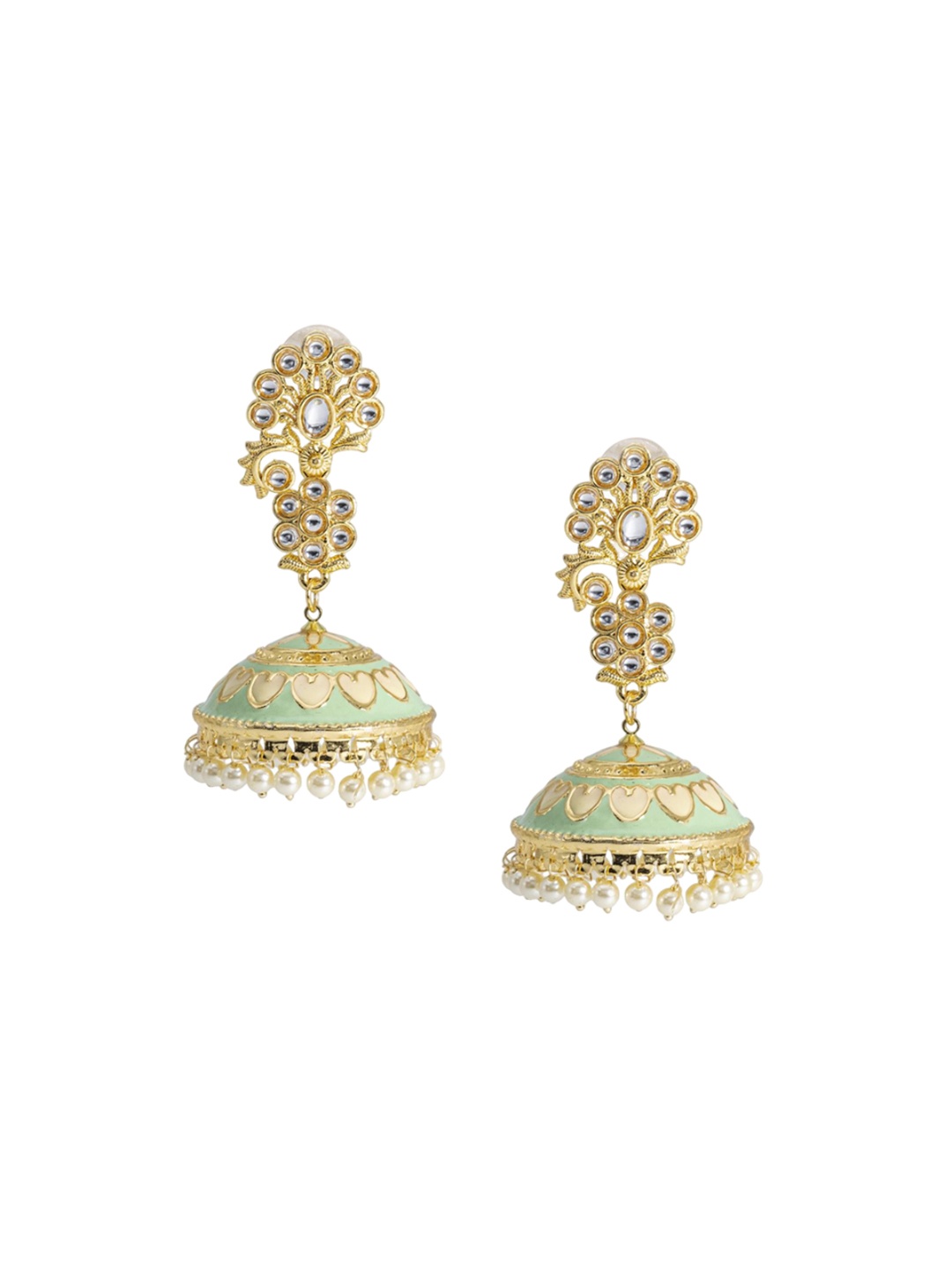 

Shining Jewel - By Shivansh Gold-Plated Cubic Zirconia Contemporary Jhumkas Earrings