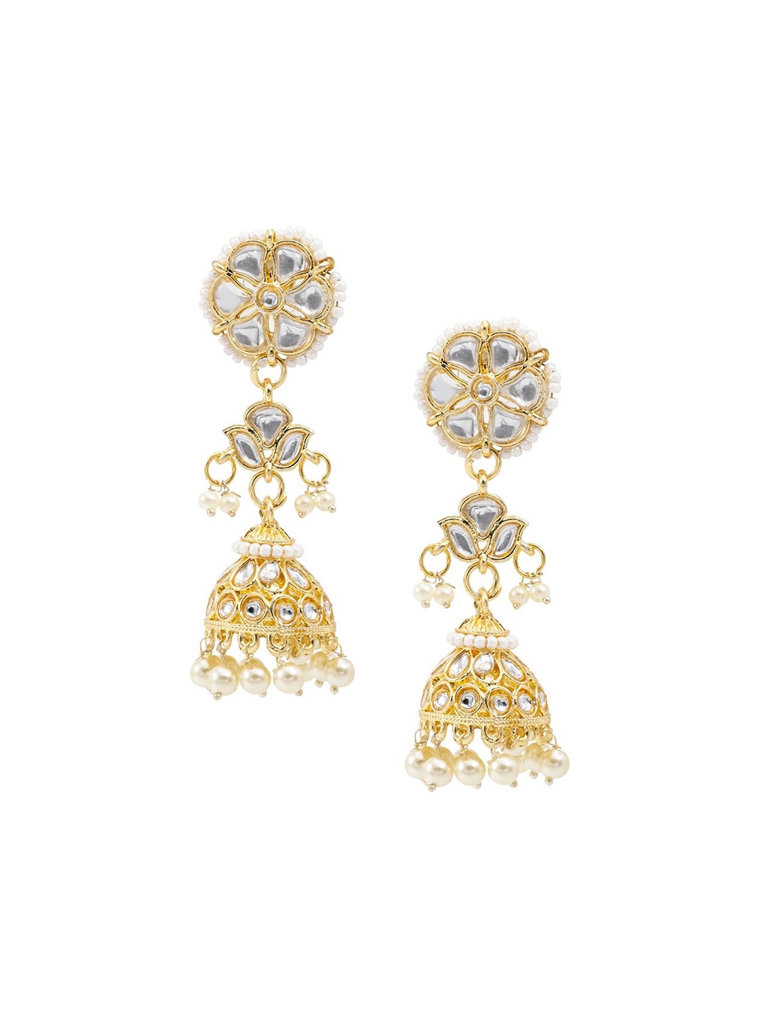 

Shining Jewel - By Shivansh Gold Plated Cubic Zirconia Contemporary Jhumkas