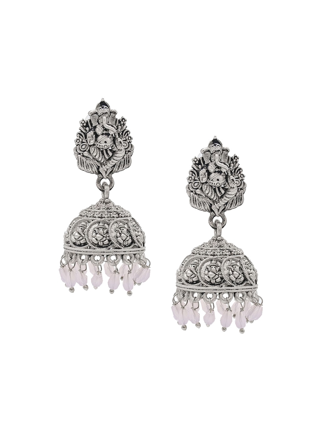 

Shining Jewel - By Shivansh Gold-Plated Contemporary Jhumkas Earrings, Silver
