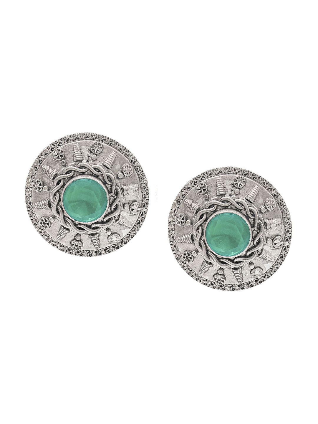 

Shining Jewel - By Shivansh Silver-Plated Cubic Zirconia Contemporary Studs Earrings