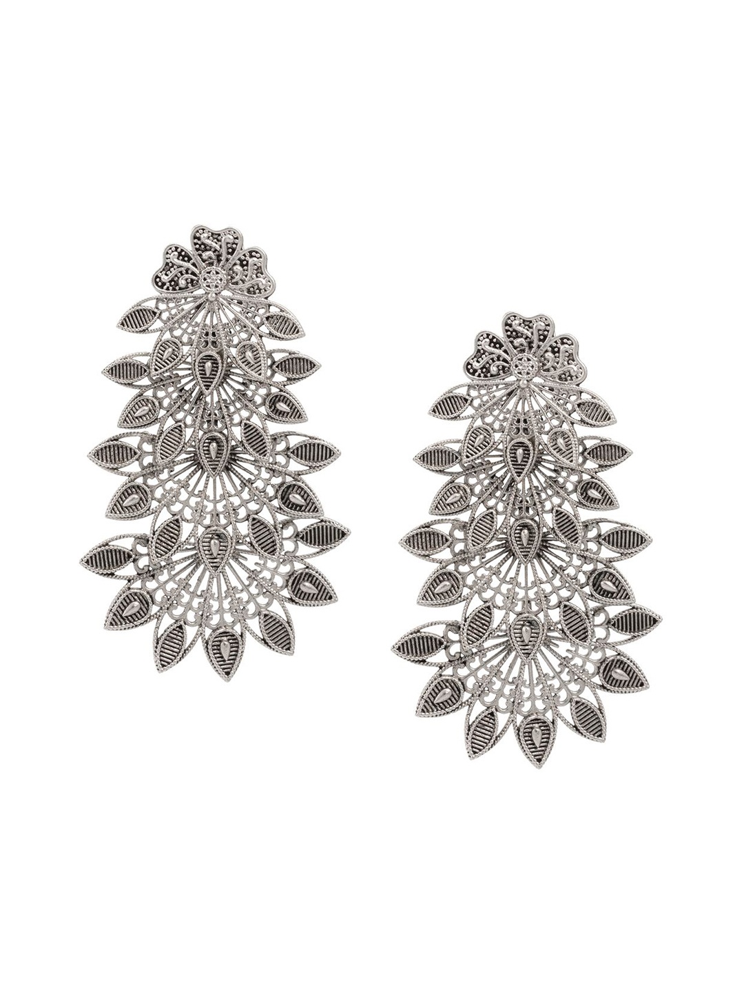 

Shining Jewel - By Shivansh Silver-Plated Silver Oxidised Studs Earrings