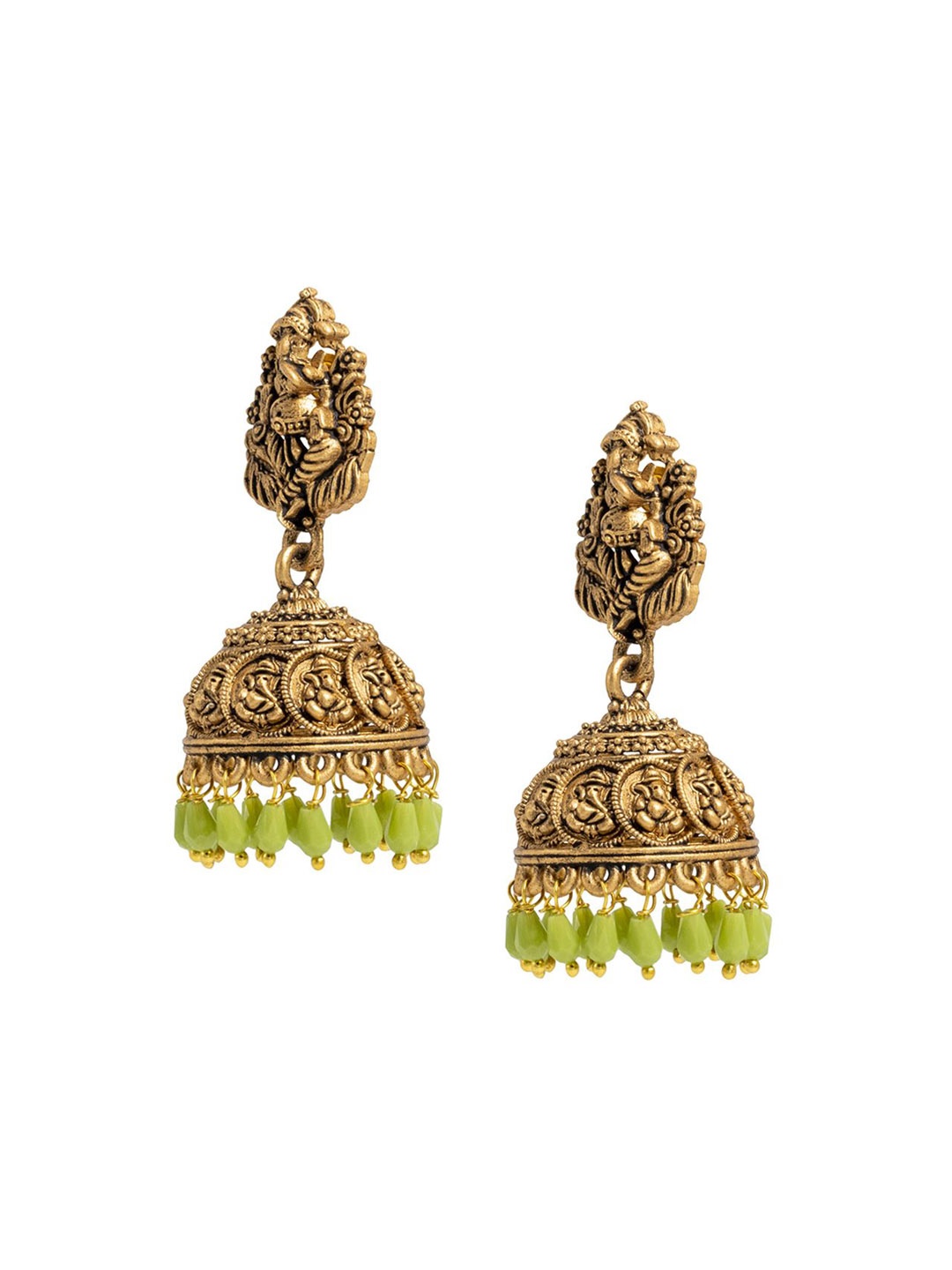 

Shining Jewel - By Shivansh Gold Plated Cubic Zirconia Dome Shaped Jhumkas