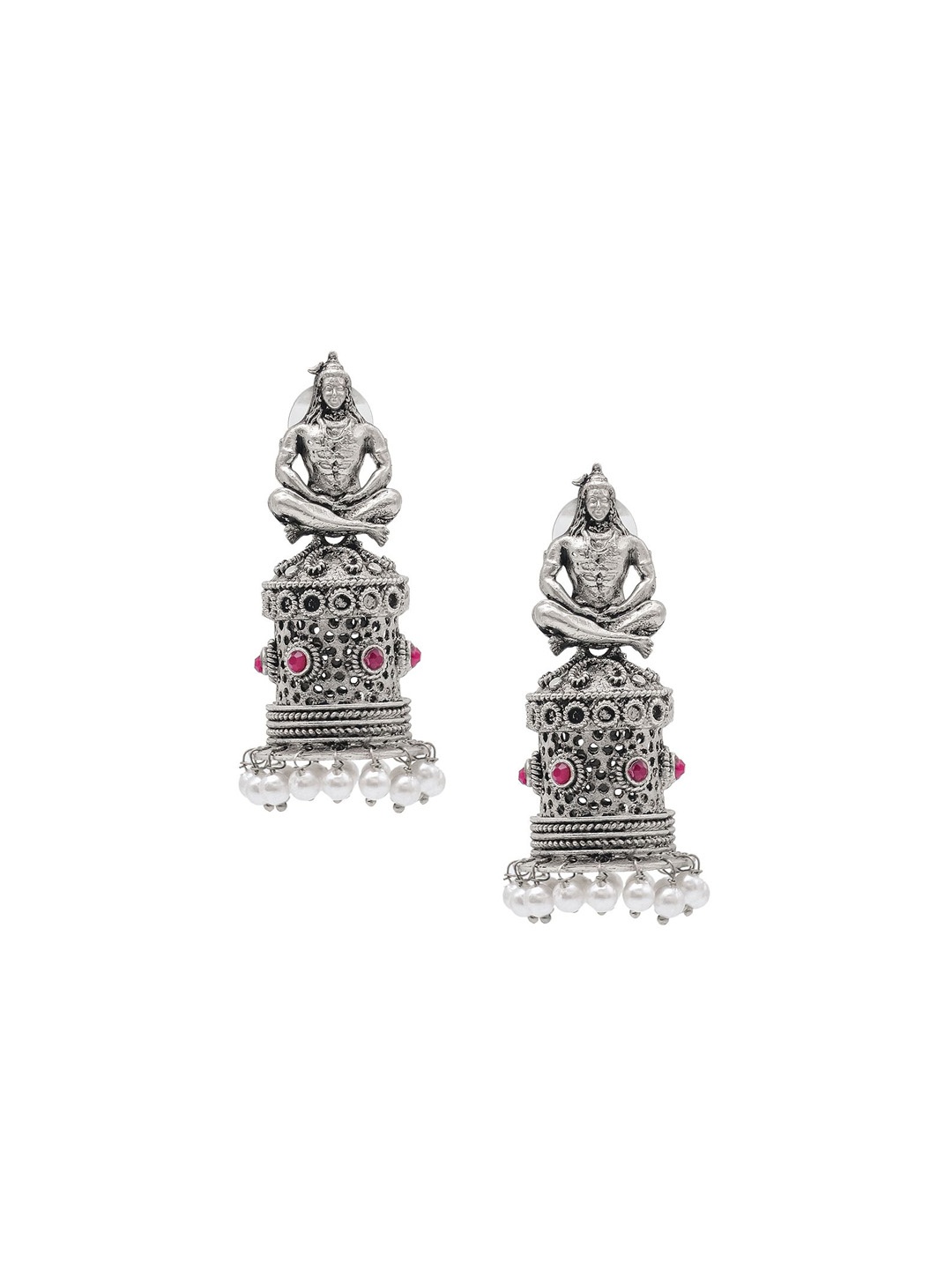 

Shining Jewel - By Shivansh Silver-Plated Oxidised Contemporary Jhumkas