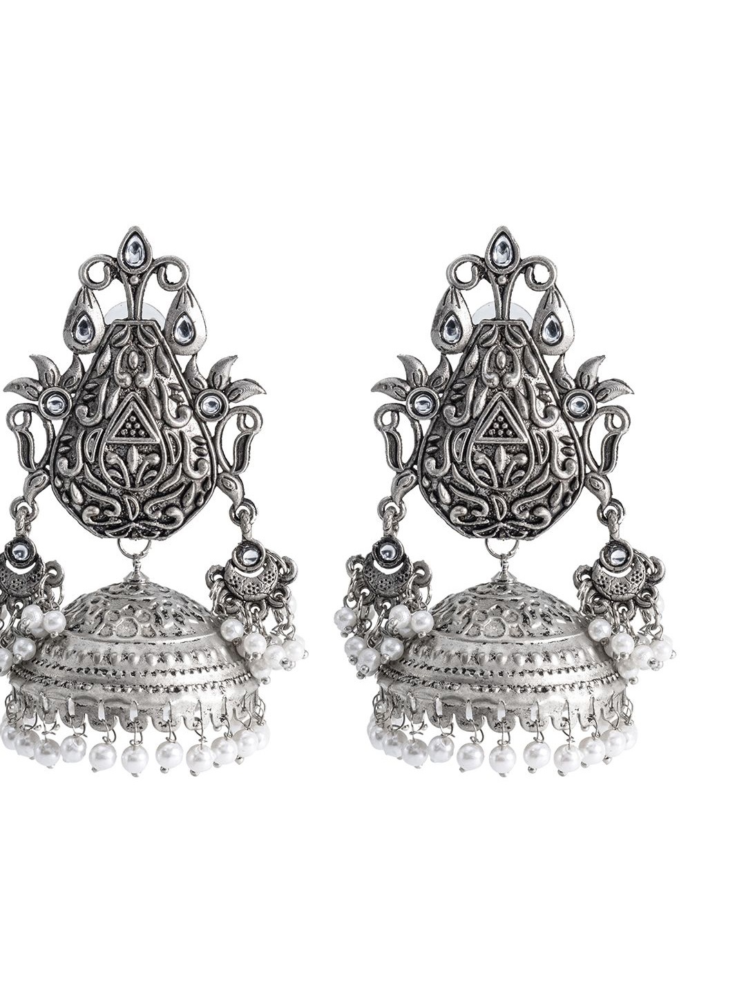 

Shining Jewel - By Shivansh Contemporary Jhumkas Earrings, White