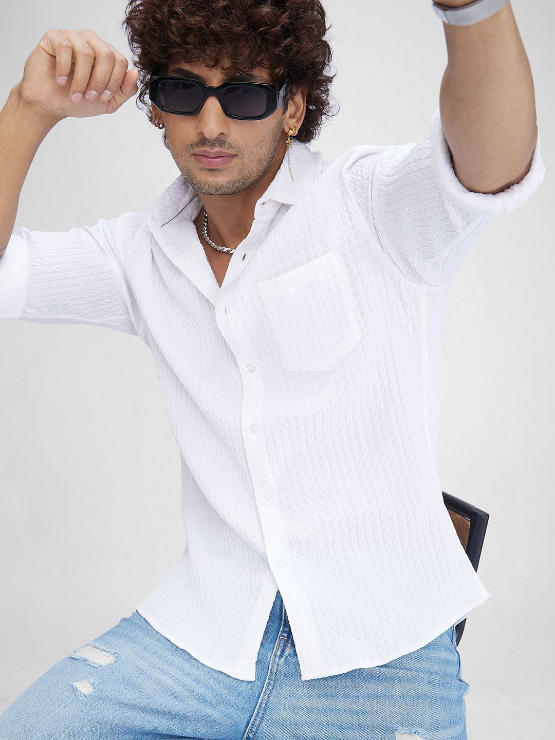 

VASTRADO Men Contour Patterned Shirt, White