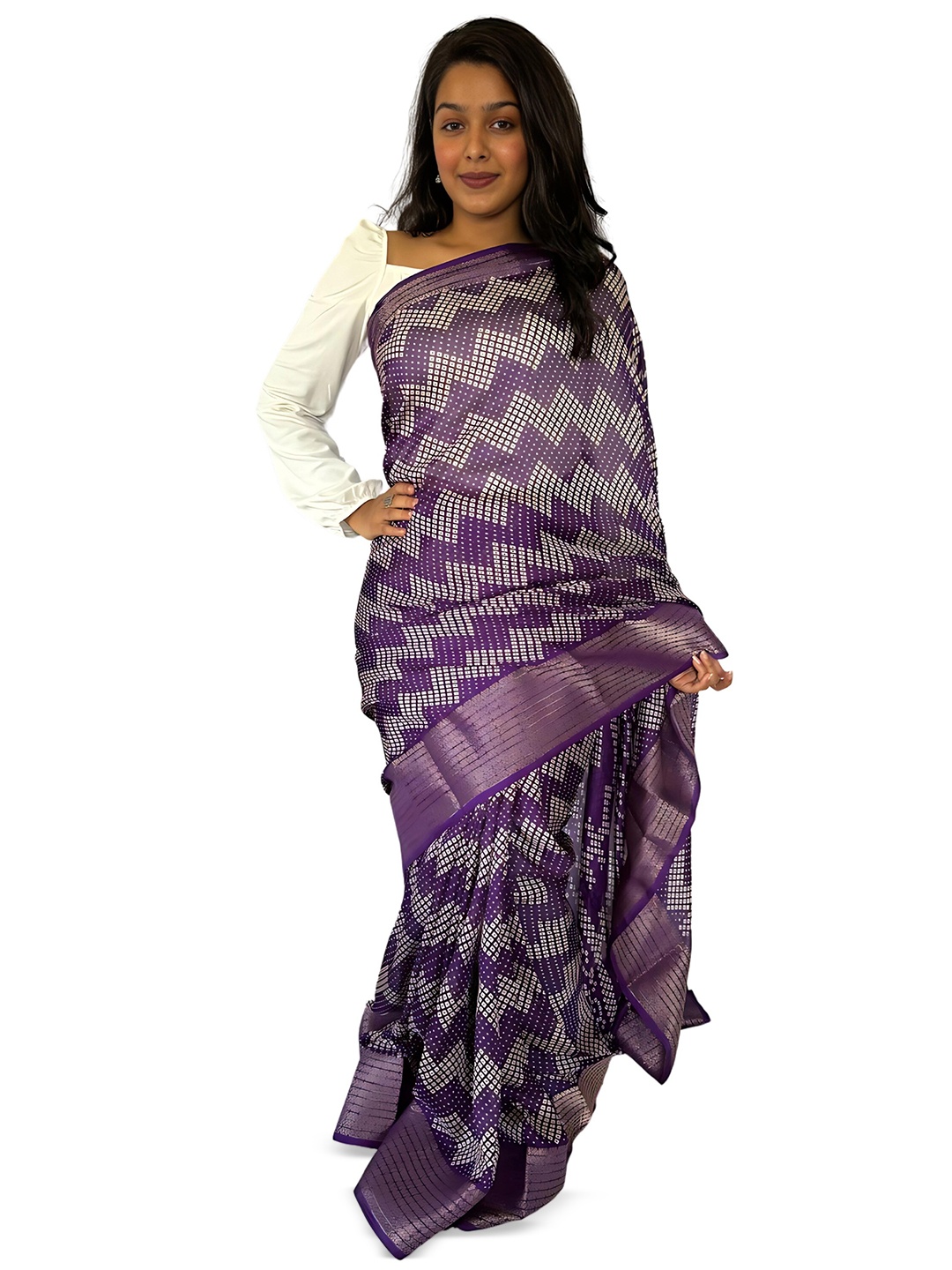 

Sanwariya Silk ZariChanderi Saree, Violet