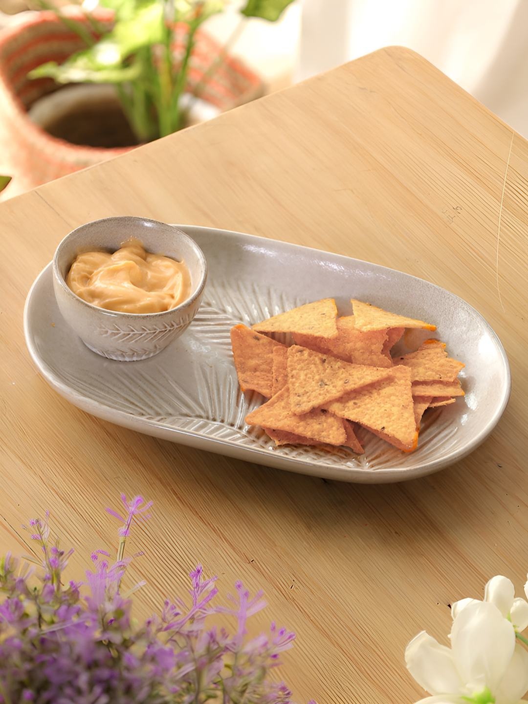 

Peepul Tree 2 Pcs Grey Ceramic Food Platter with Bowl