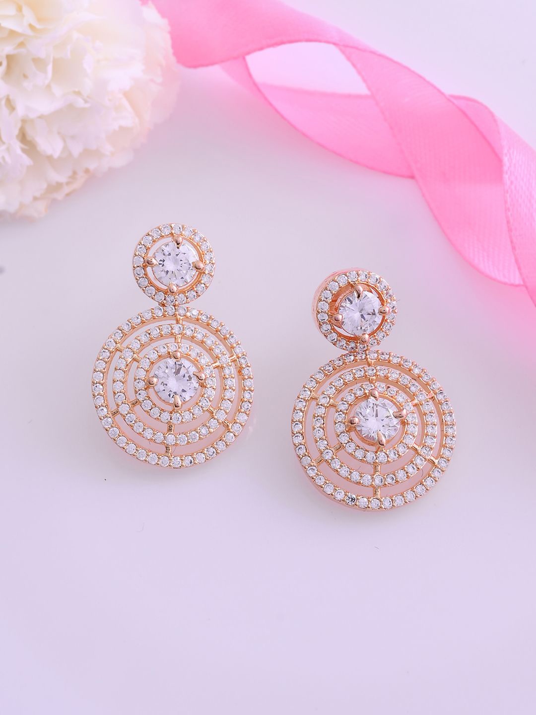 

Voylla Gold-Plated Contemporary Brass Artificial Stones Antique Drop Earrings