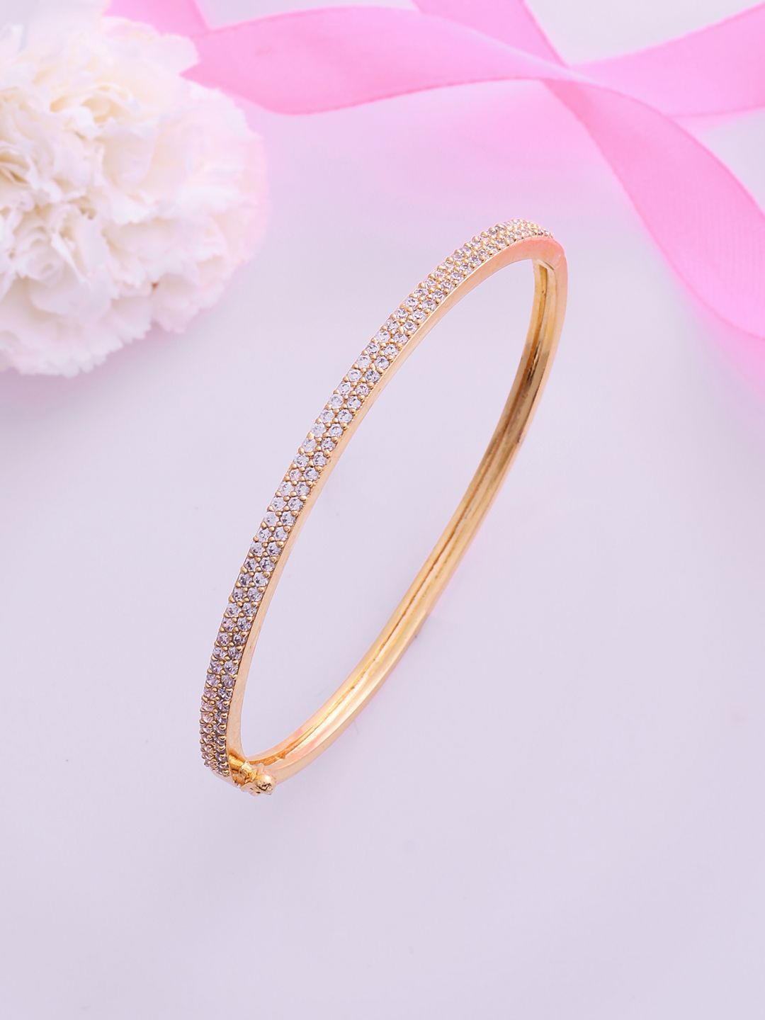 

Voylla Gold Plated Cubic Zirconia Studded Kada Bracelet