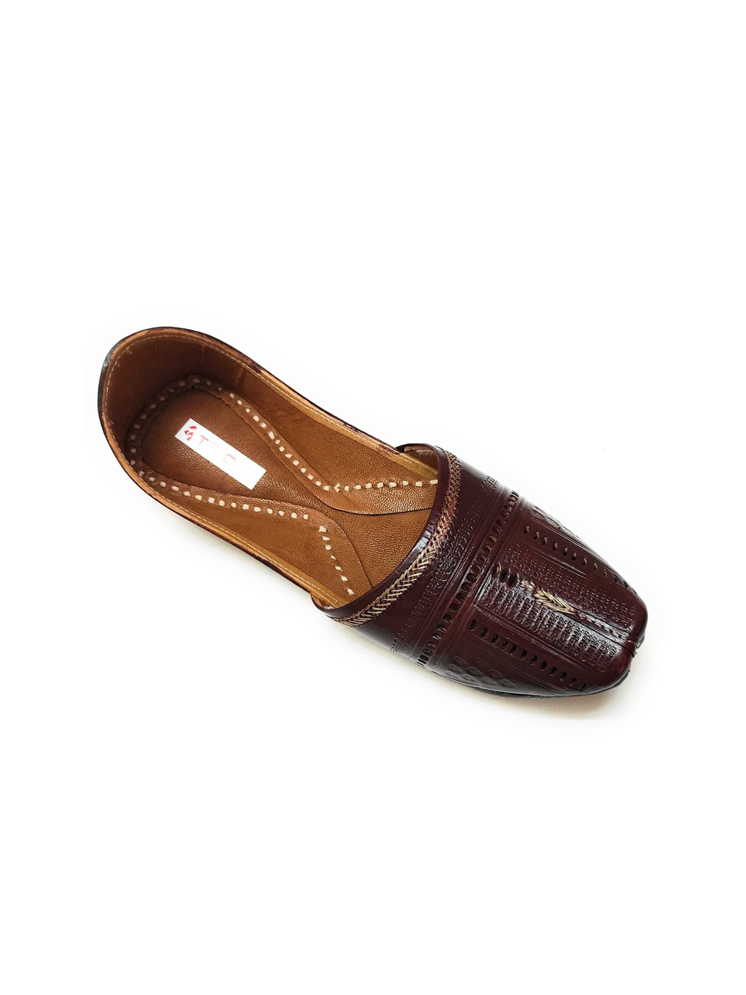 

Ta Chic Men Round Toe Leather Mojaris, Brown