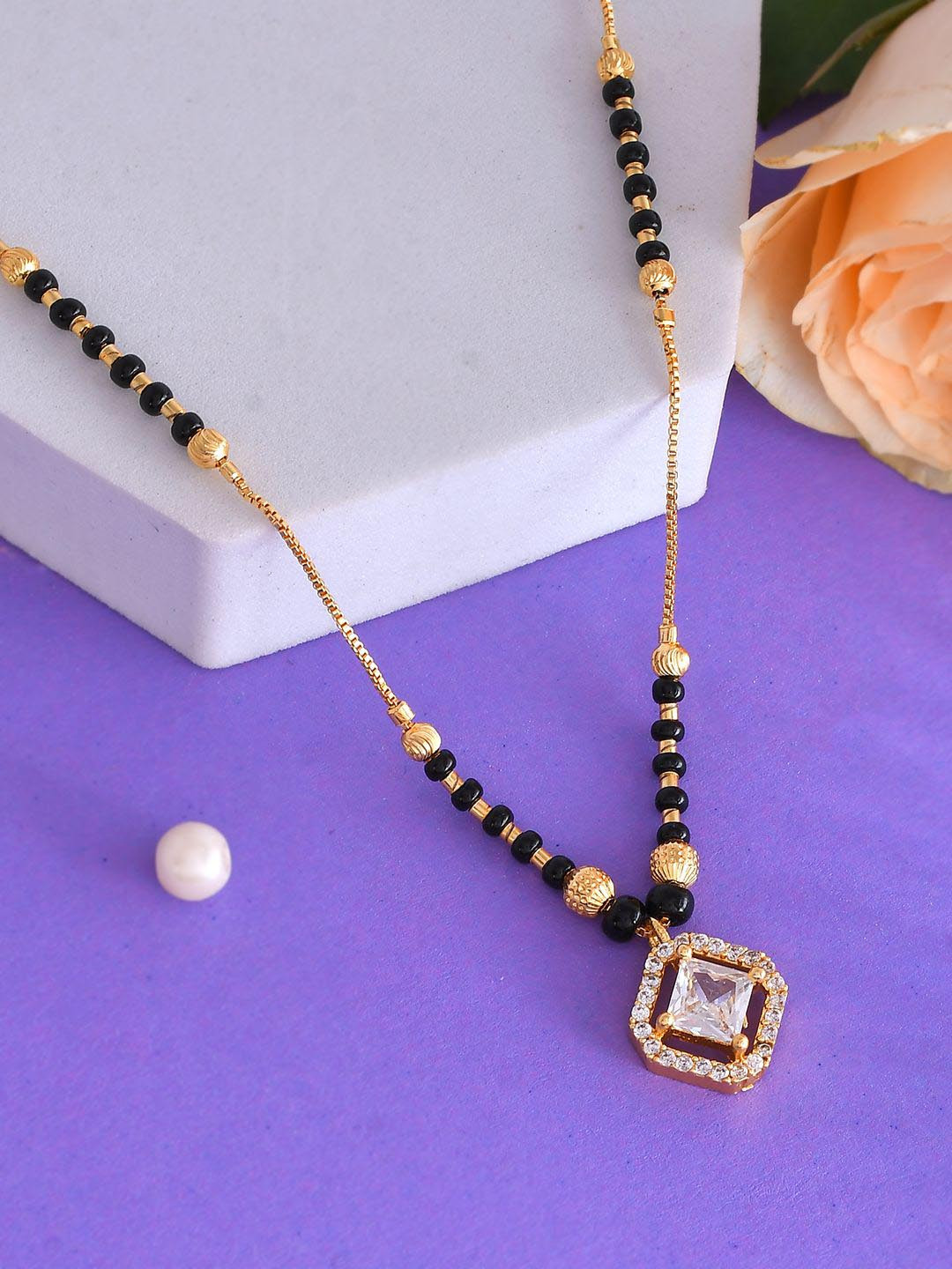 

Voylla Gold-Plated Stones and Beads Mangalsutra