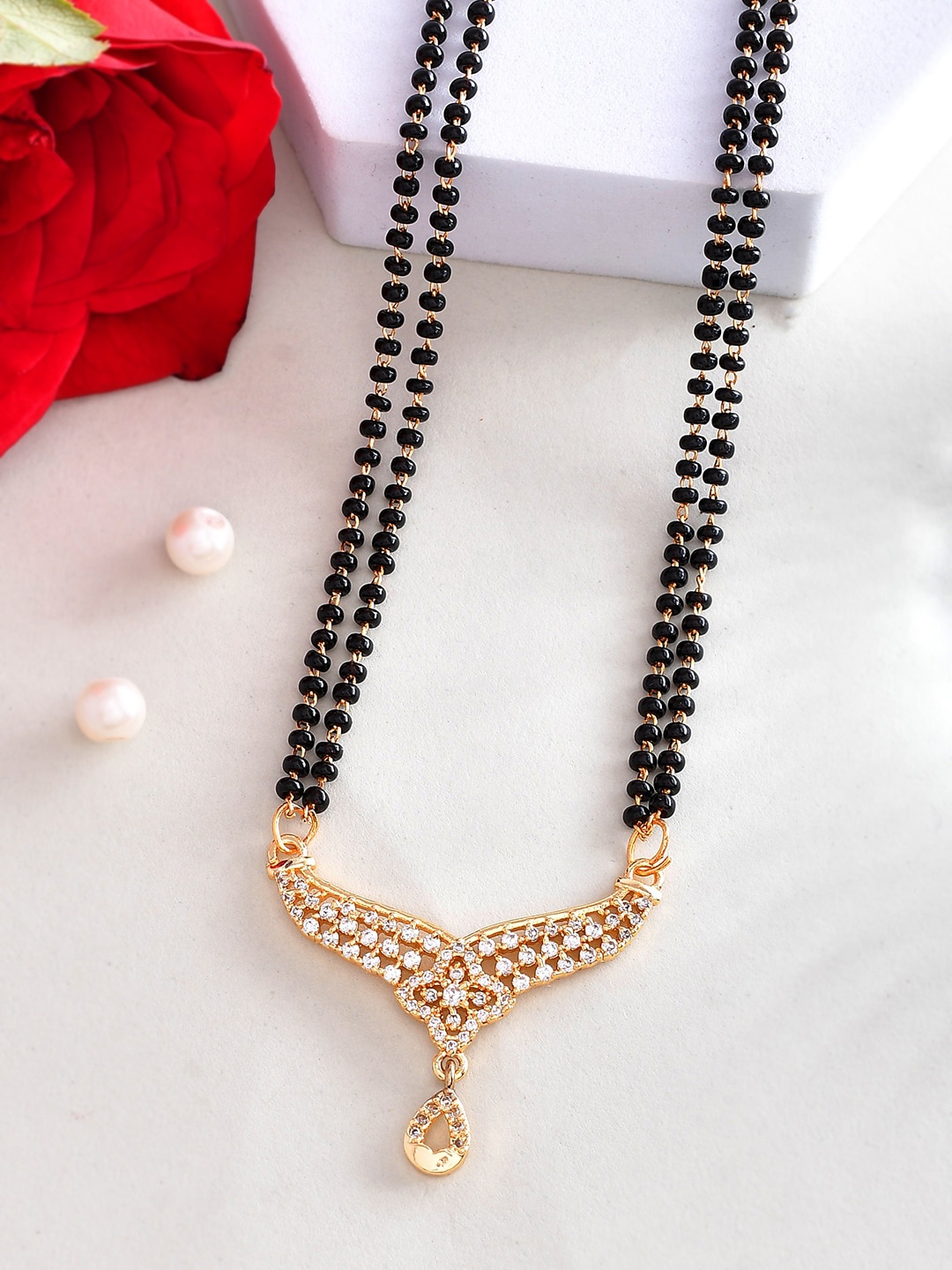 

Voylla Gold-Plated Stones and Beads Mangalsutra