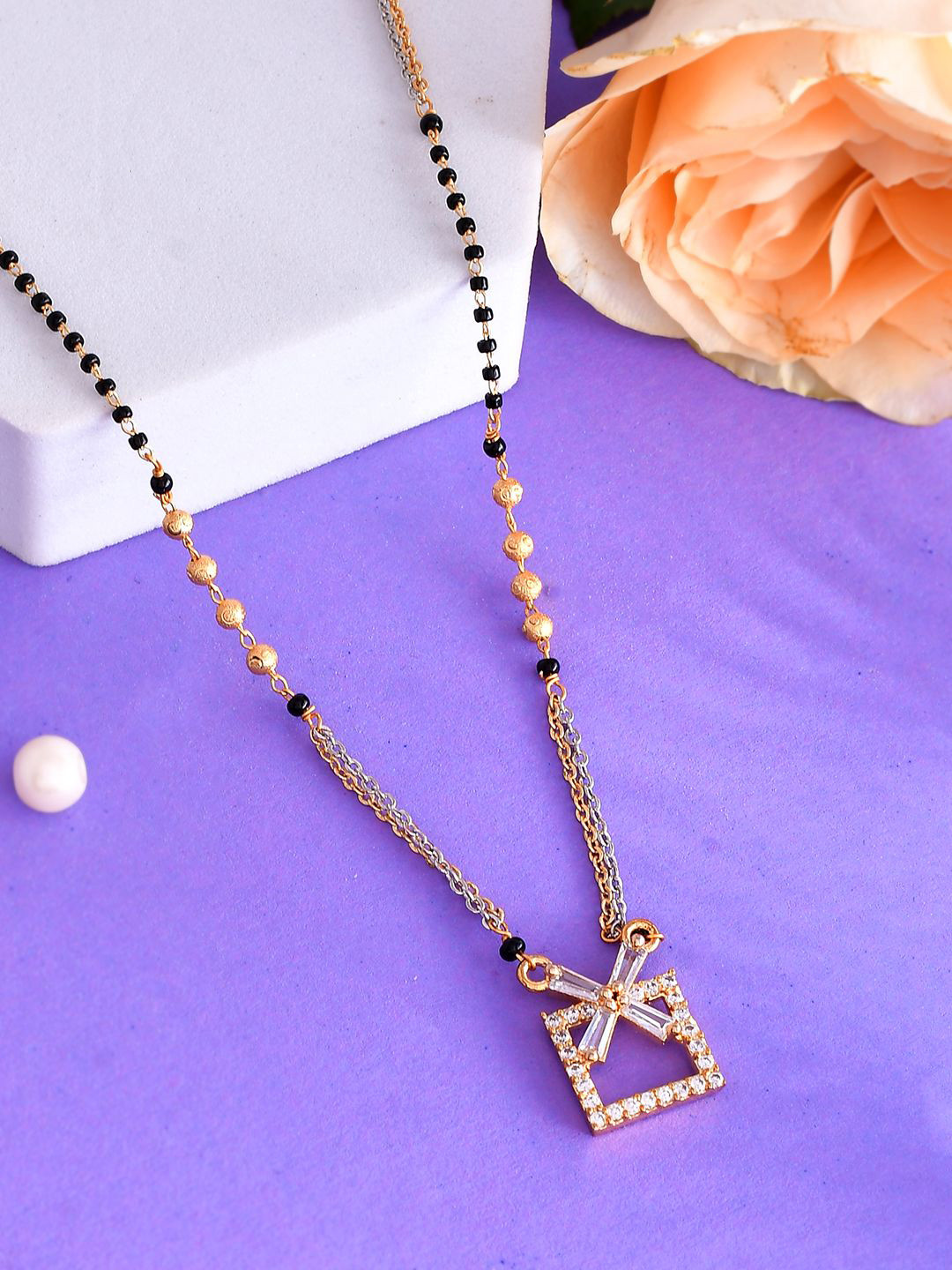 

Voylla Gold-Plated Stones and Beads Mangalsutra