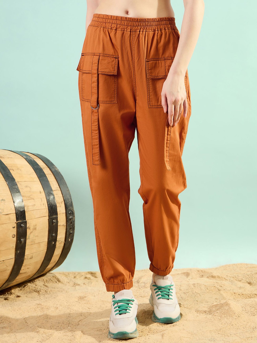 

STYLECAST X KASSUALLY Women Regular Fit Joggers Cargo, Brown