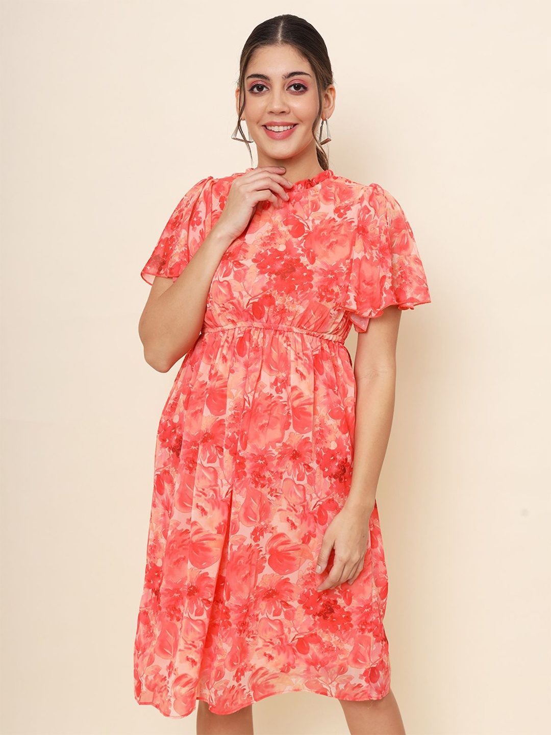 

ODETTE Floral Print Fit & Flare Dress, Pink