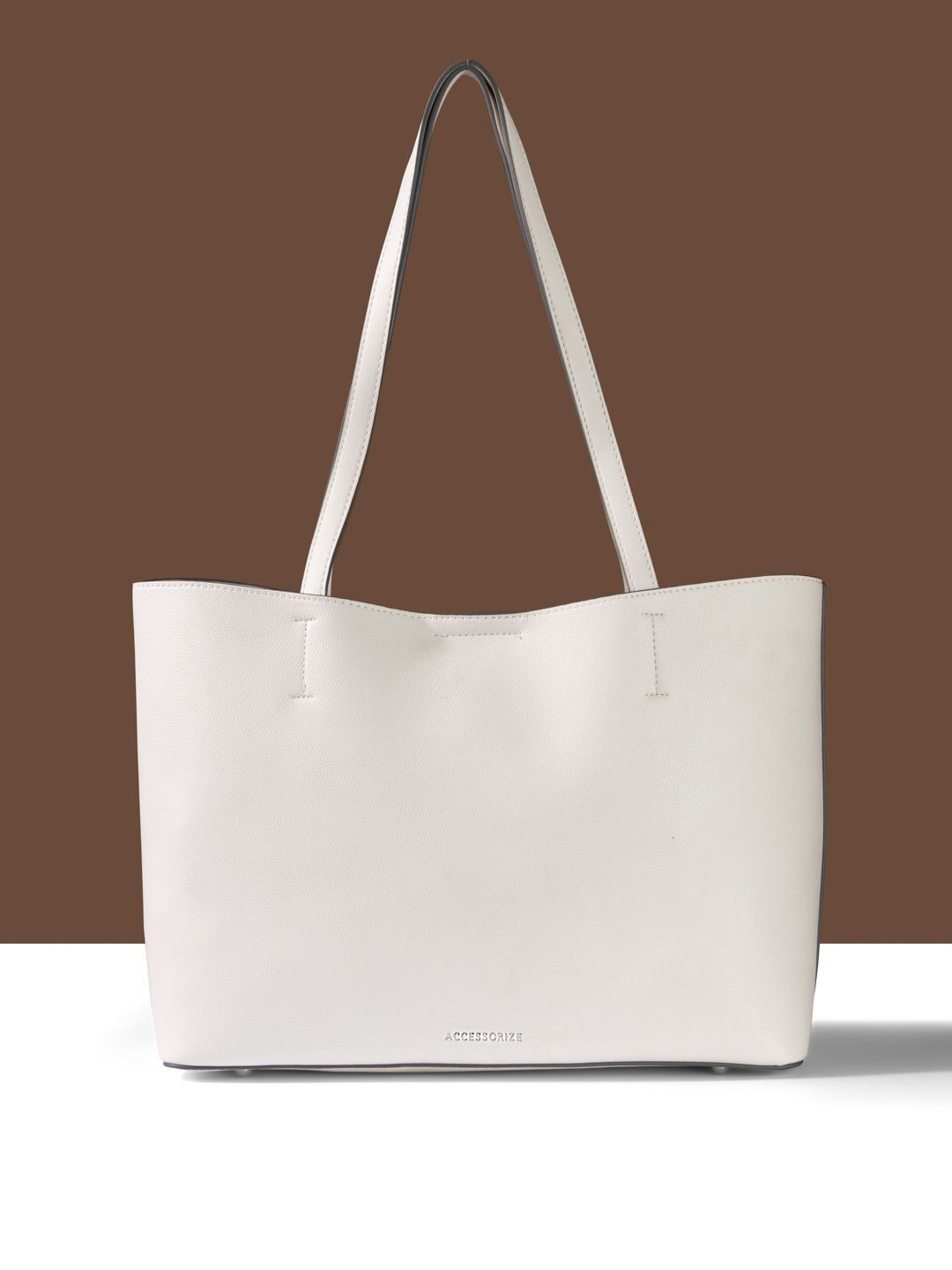 

Accessorize Women Solid Structured Tote Bag, White