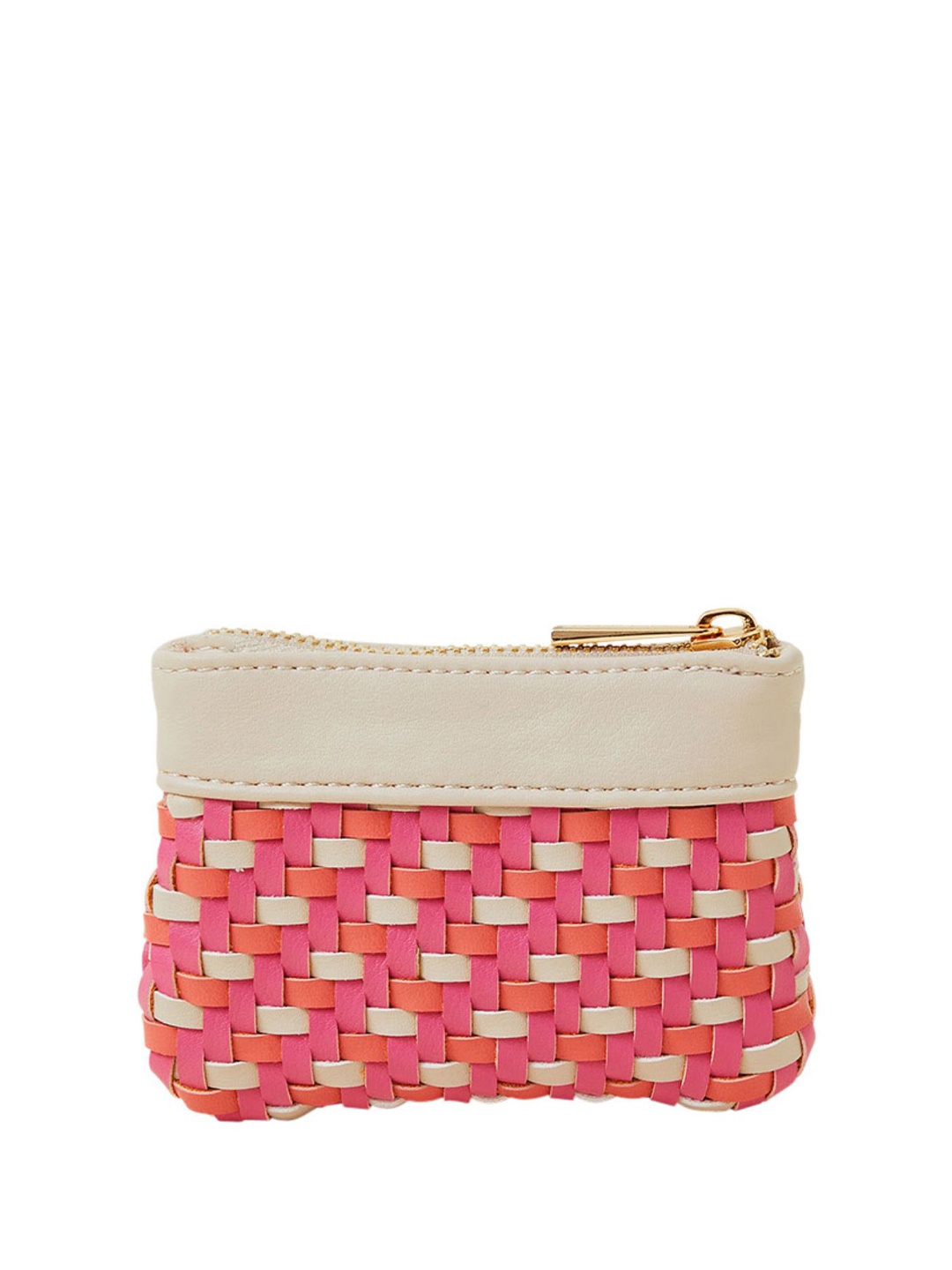 

Accessorize Women Geometric Woven Design Zip Around Wallet, Pink