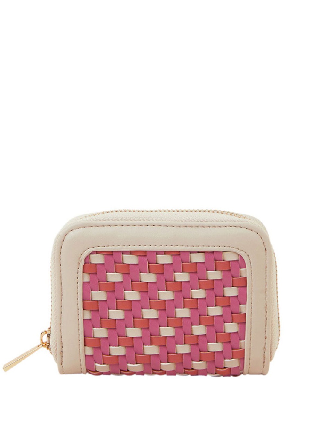 

Accessorize Women Woven Design Zip Around Wallet, White