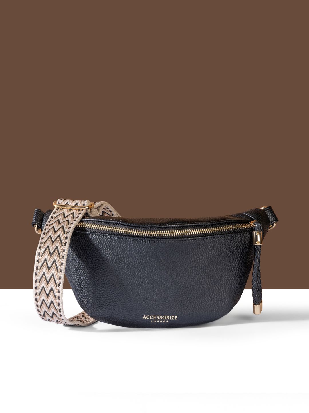 

Accessorize Women Solid PU Structured Sling Bag, Black