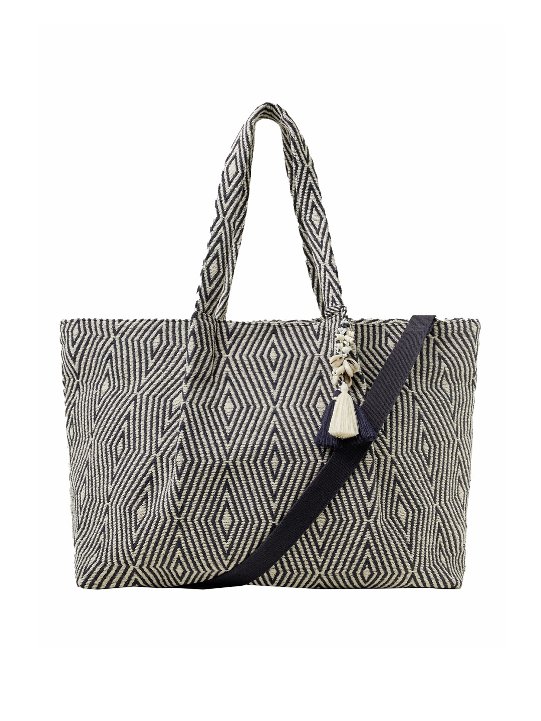 

Accessorize Oversized Shopper Shoulder Bag with Tasselled, Blue