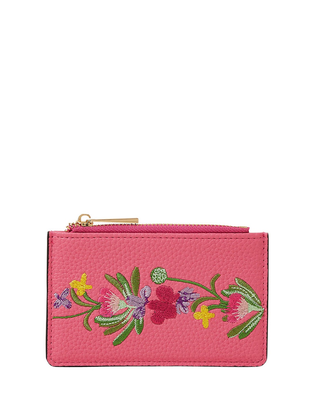 

Accessorize Women Floral Embroidered Card Holder, Pink