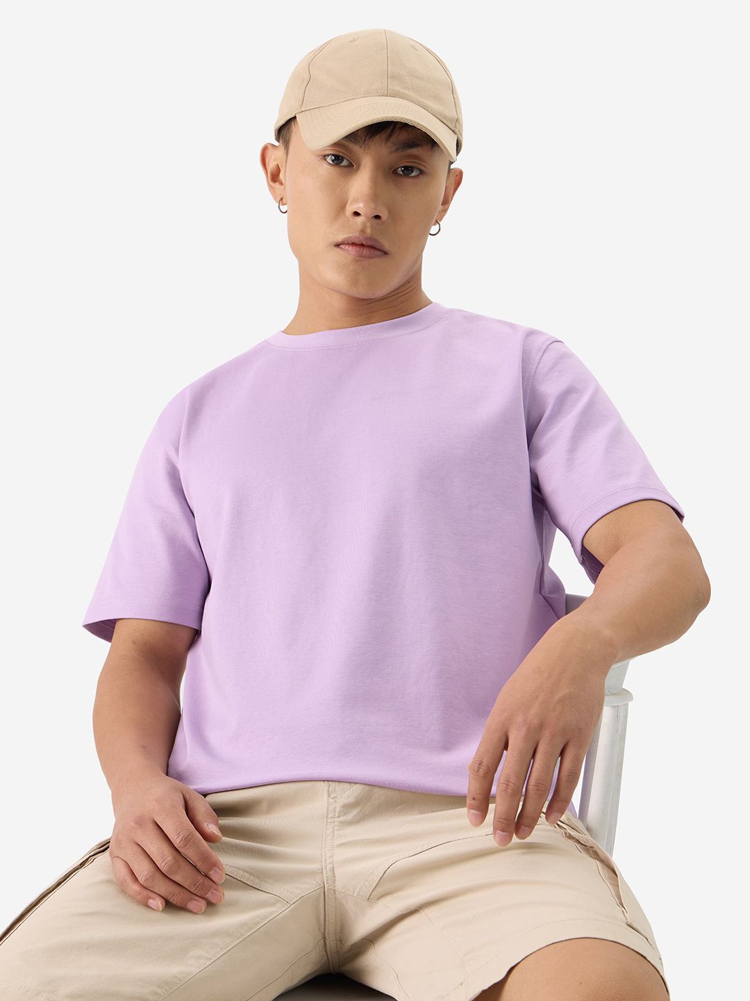 

The Souled Store Men Solid Round Neck T-shirt, Purple