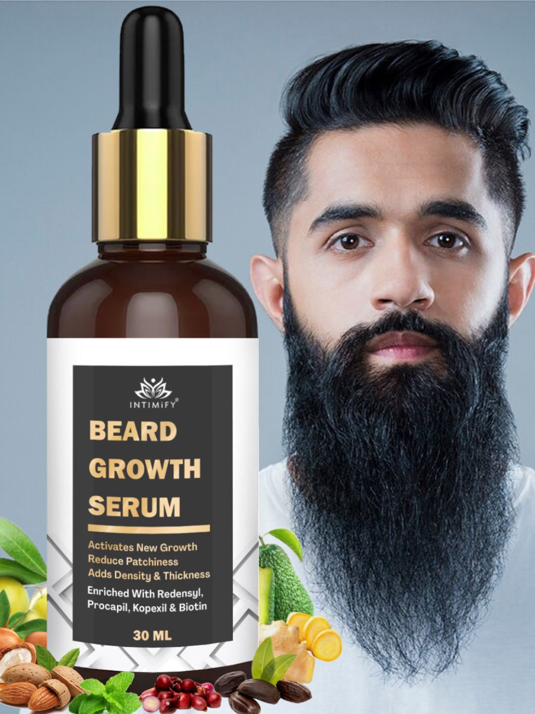 

INTIMIFY Beard Growth Serum with Redensyl & Biotin - 30 ml, White