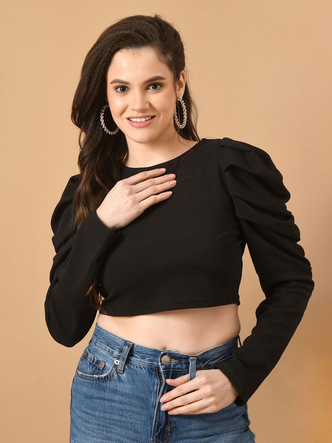 

IUGA Crop Solid Top, Black