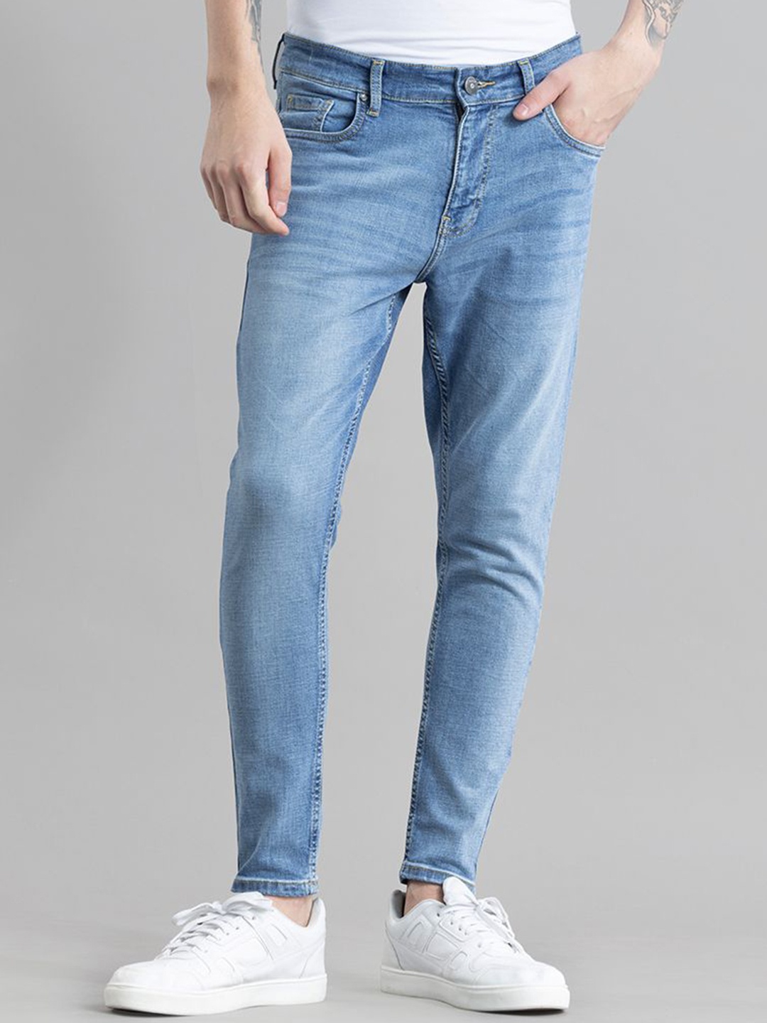 

Snitch Men Classic Skinny Fit Light Fade Stretchable Jeans, Blue