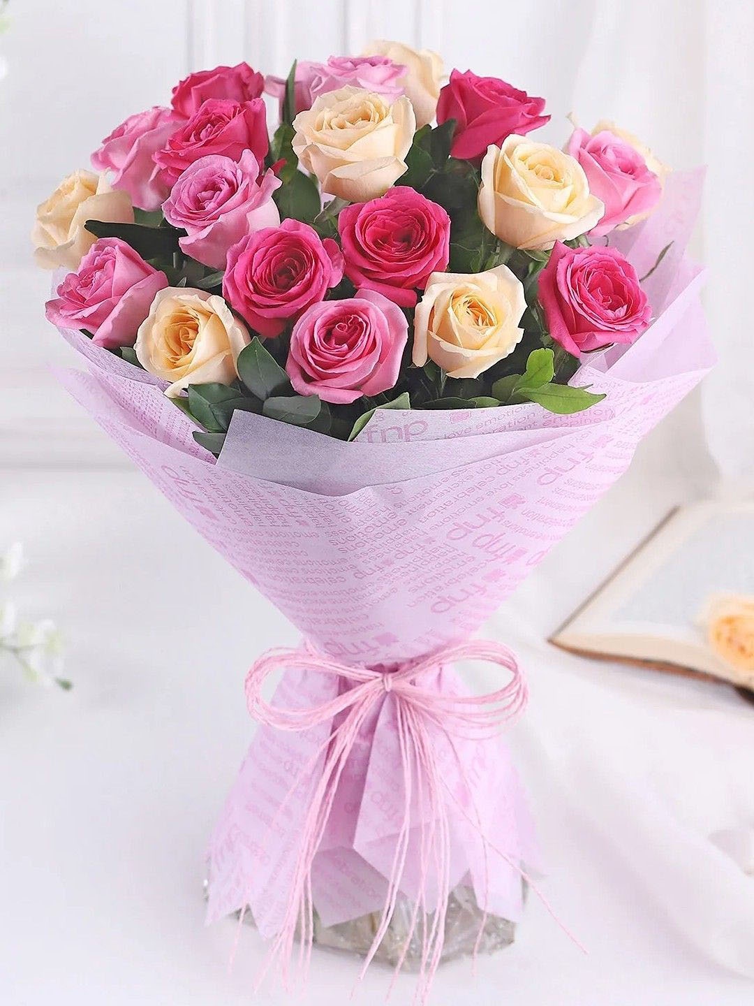 

fnp Pink & Yellow 18 Pieces Roses Fresh Flowers Bouquet