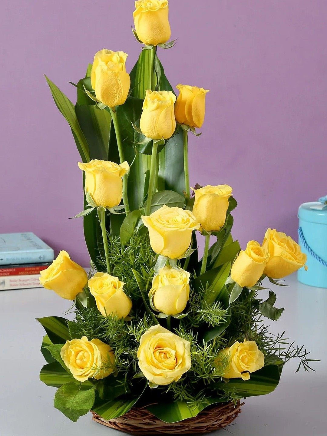 

fnp Yellow & Green 15 Pieces Yellow Roses Fresh Flowers Bouquet