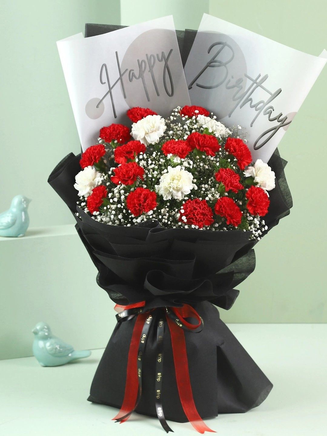 

fnp White & Red 20 Pieces Carnations Fresh Flowers Bouquet