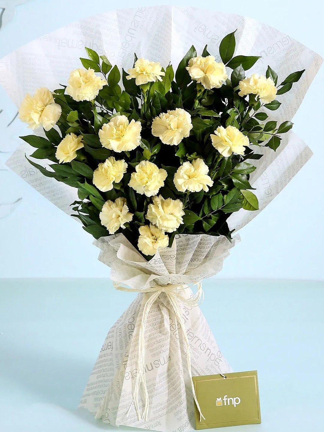 

fnp White 15-Pcs Carnations Fresh Flowers Bouquet