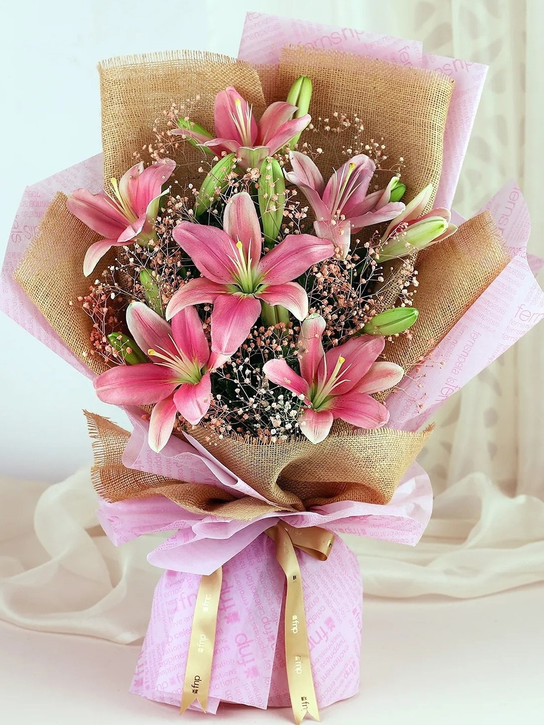 

fnp Pink 6 Pieces Fairy Touch Lilies Floral Bouquet