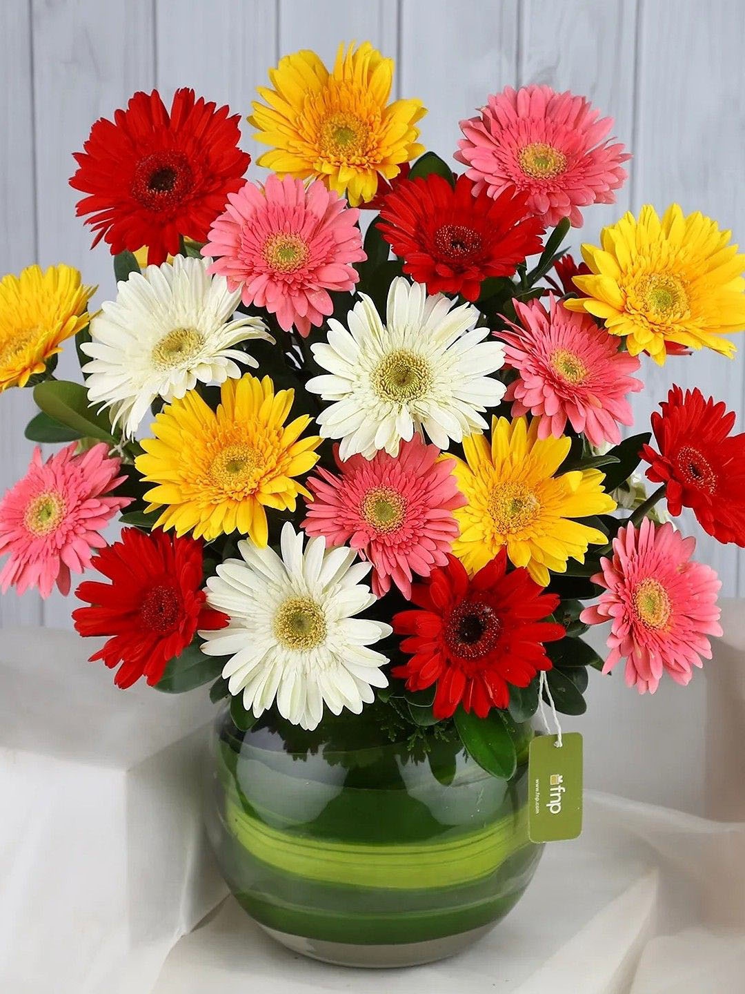 

fnp White & Pink 24-Pcs Gerberas Fresh Flowers Bouquet