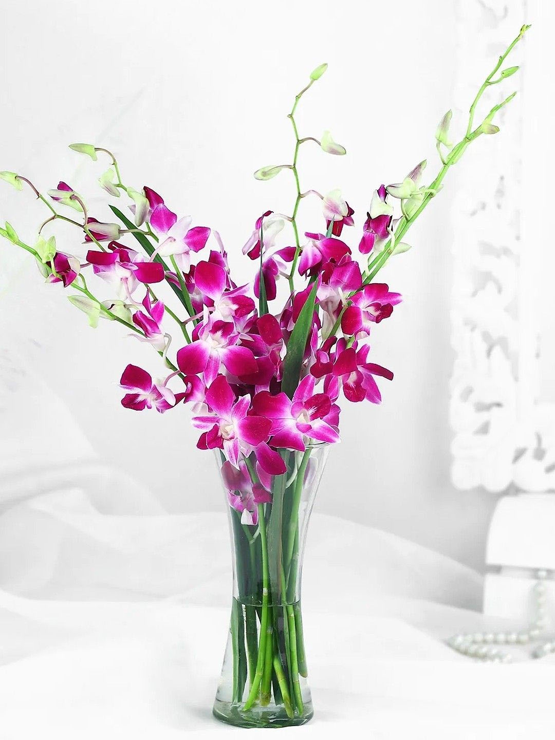 

fnp Purple & Green 6 Pieces Orchids Fresh Flowers Bouquet