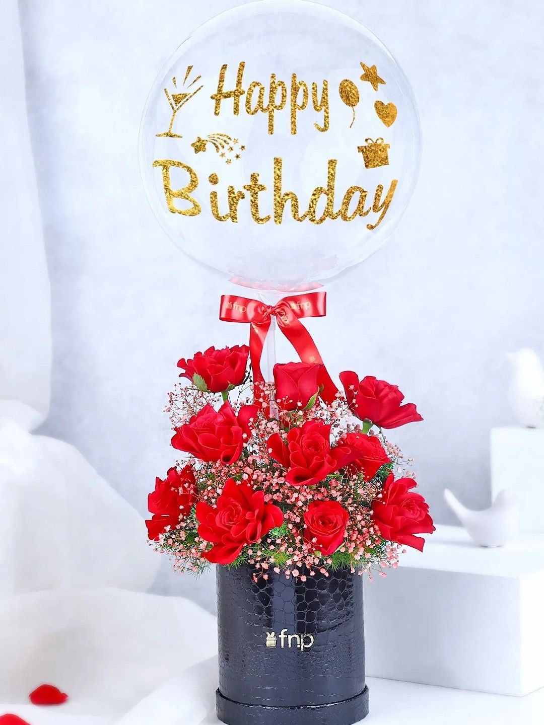 

fnp Red 10 Pieces Rose Fresh Flowers Bouquet