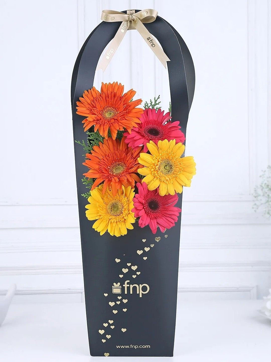 

fnp Yellow & Red 6 Pieces Gerberas Fresh Flowers Bouquet