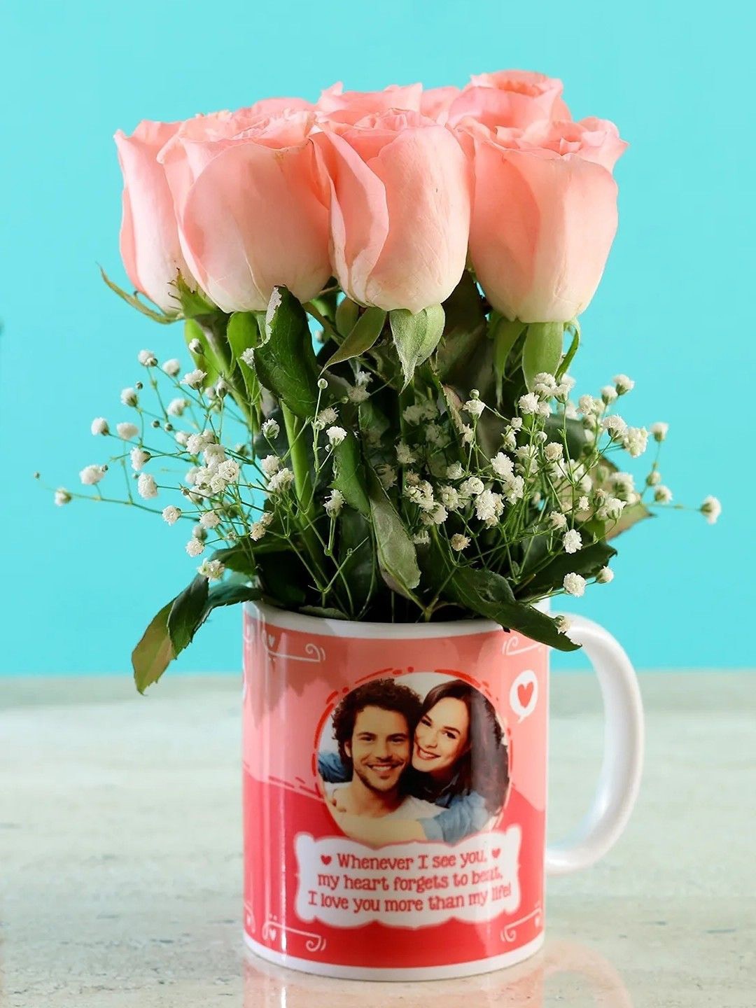 

fnp Pink & Green 8 Pieces Printed Roses Fresh Flowers Mug