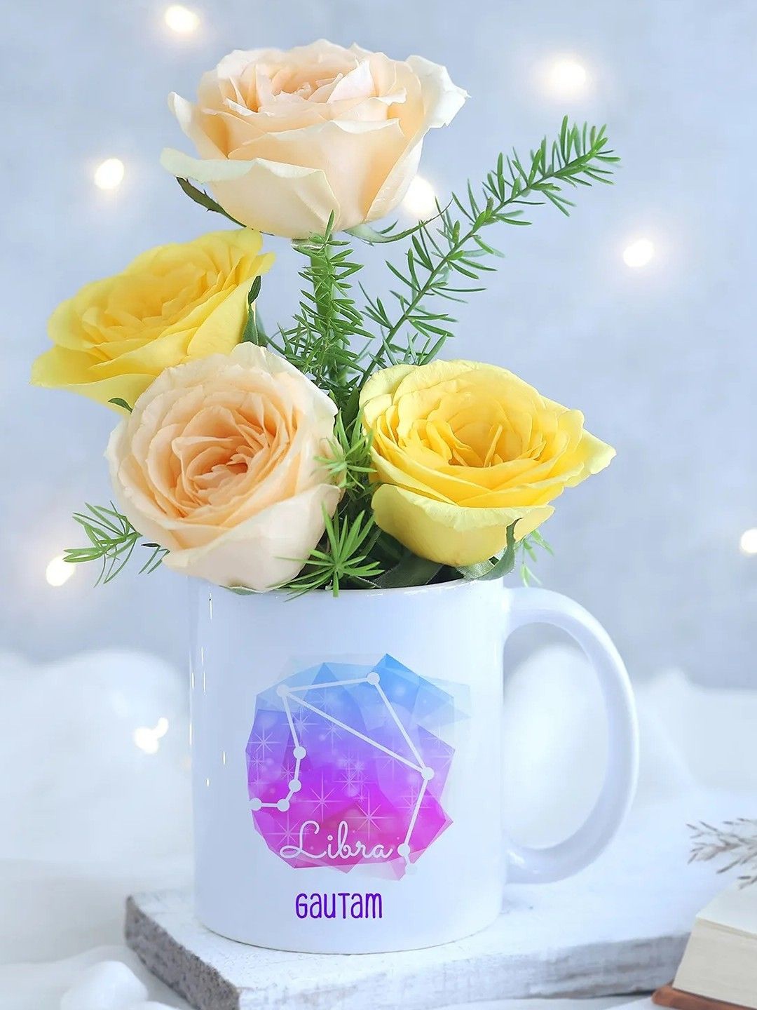 

fnp Yellow 4 Pieces Roses Fresh Flowers Mug
