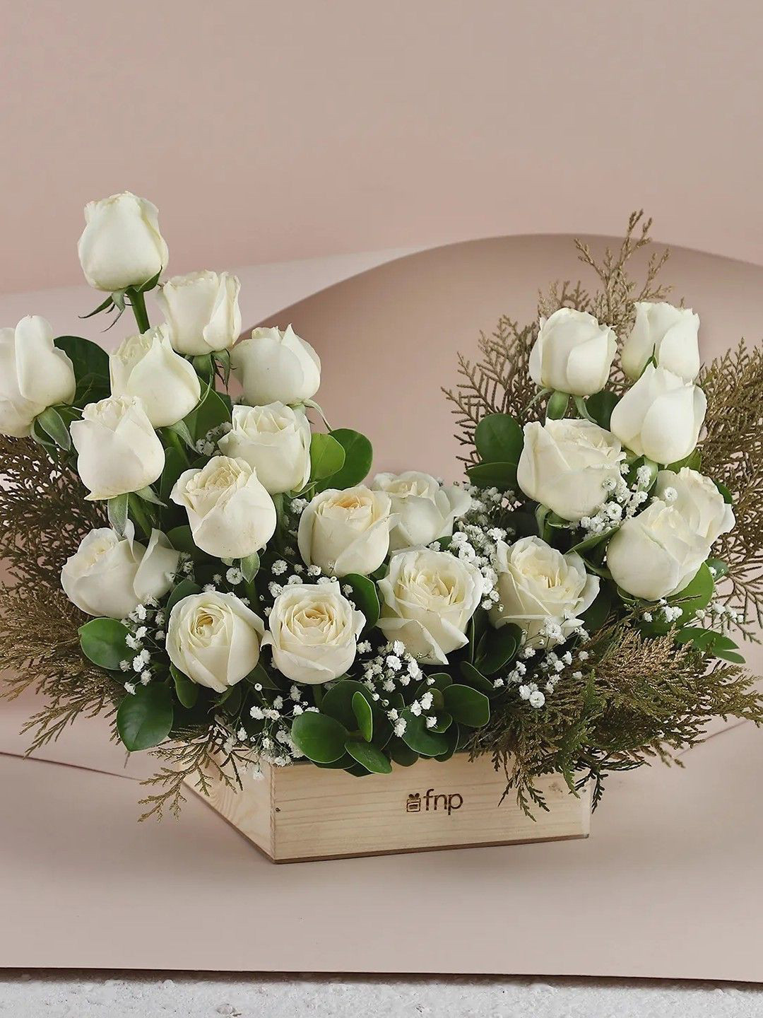 

fnp White & Green 20 Pieces Roses Fresh Flowers Box