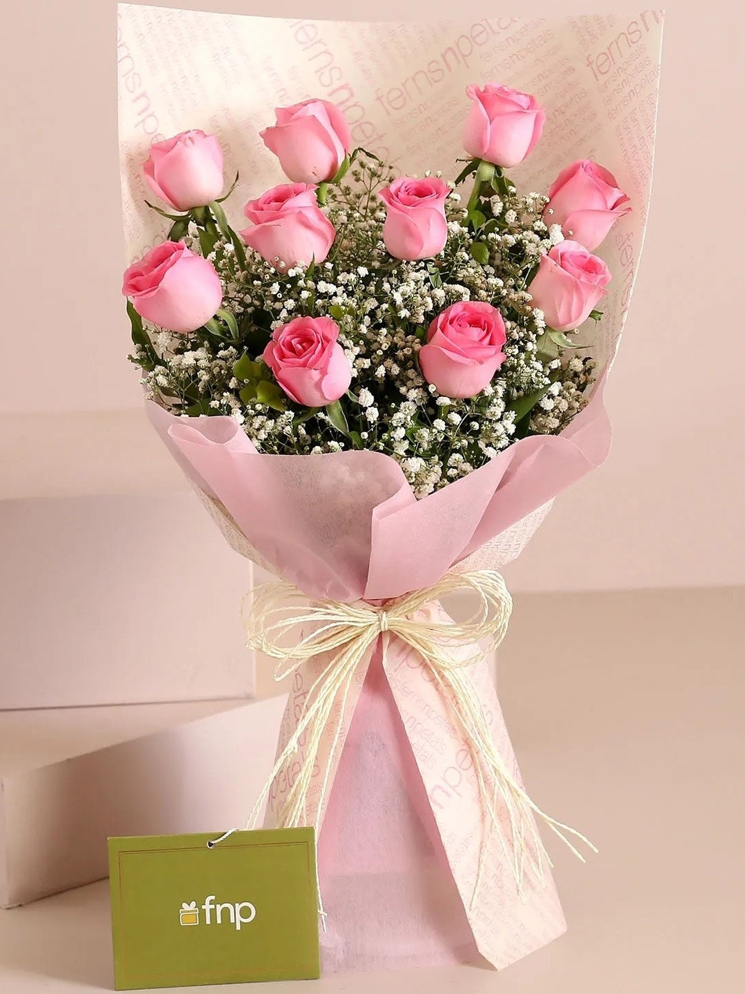 fnp Pink 10 Pieces Roses Fresh Flowers Bouquet