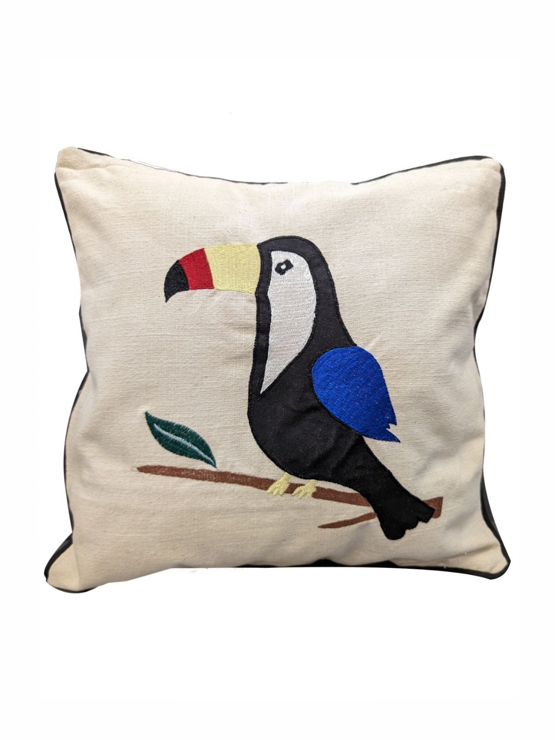 

Good Vibes Beige & Blue Embroidered Square Cushion Covers