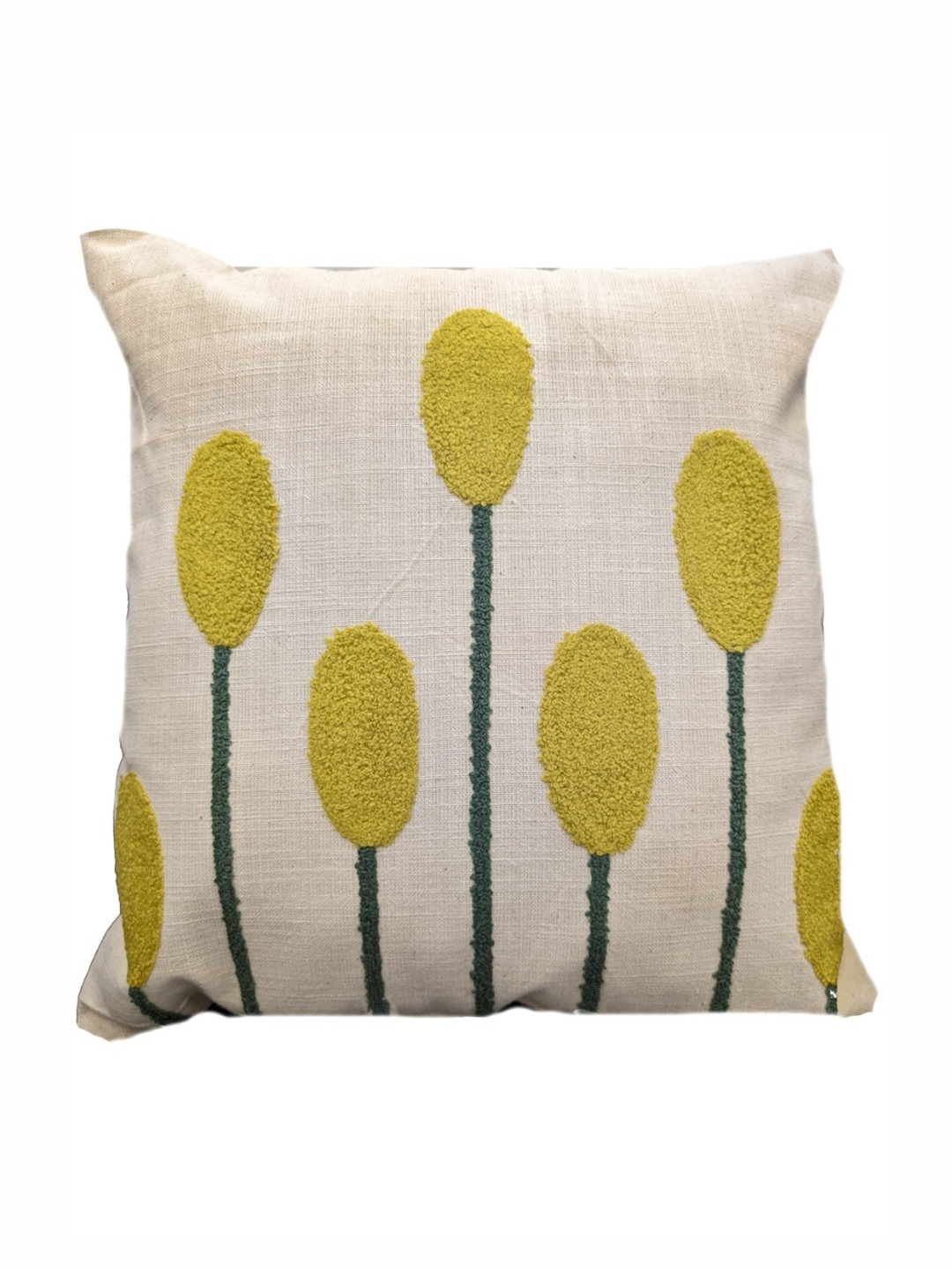 

Good Vibes Beige & Yellow Embroidered Square Cushion Covers