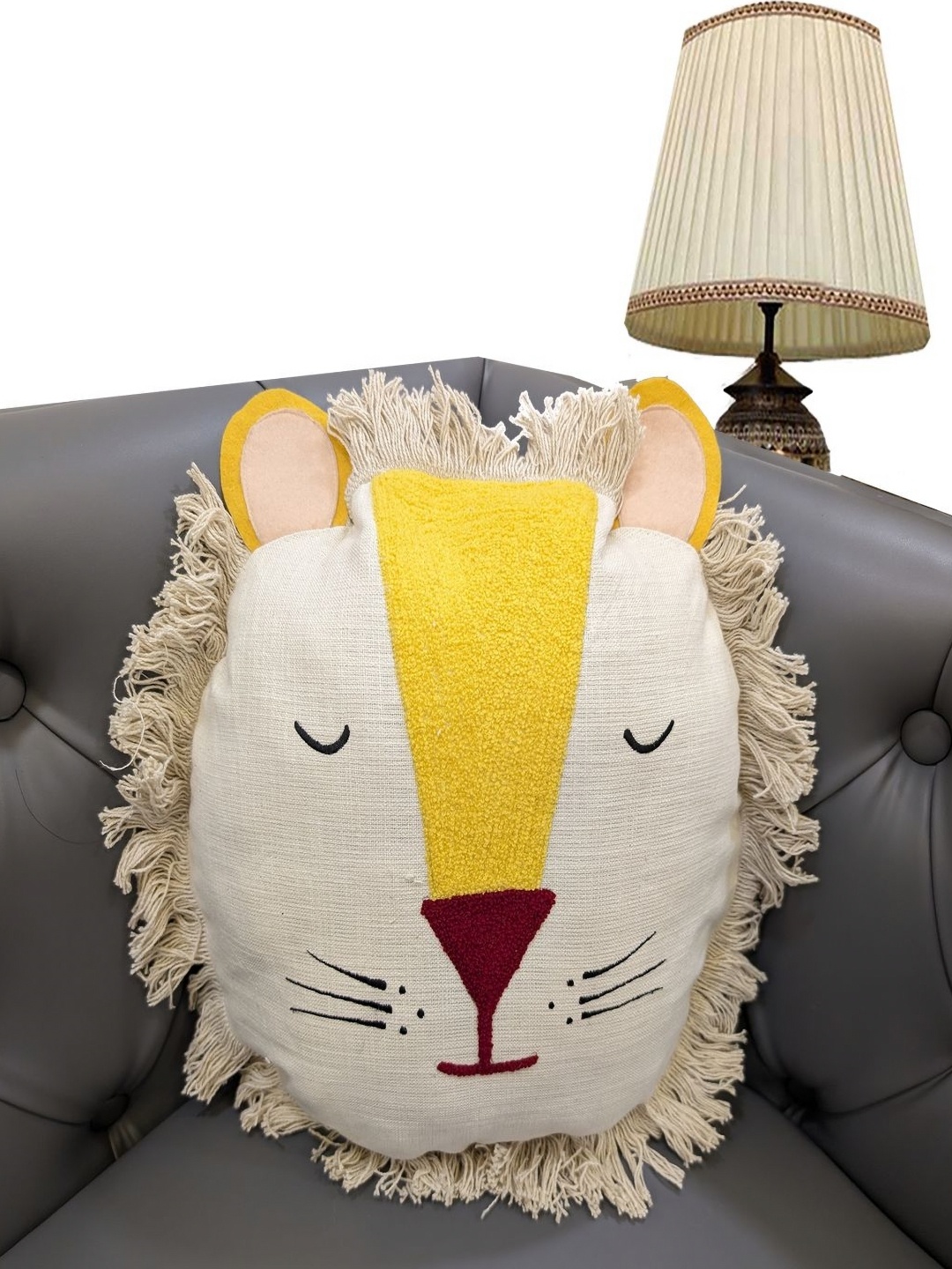 

Good Vibes Beige & Yellow Embroidered Square Cushion Covers