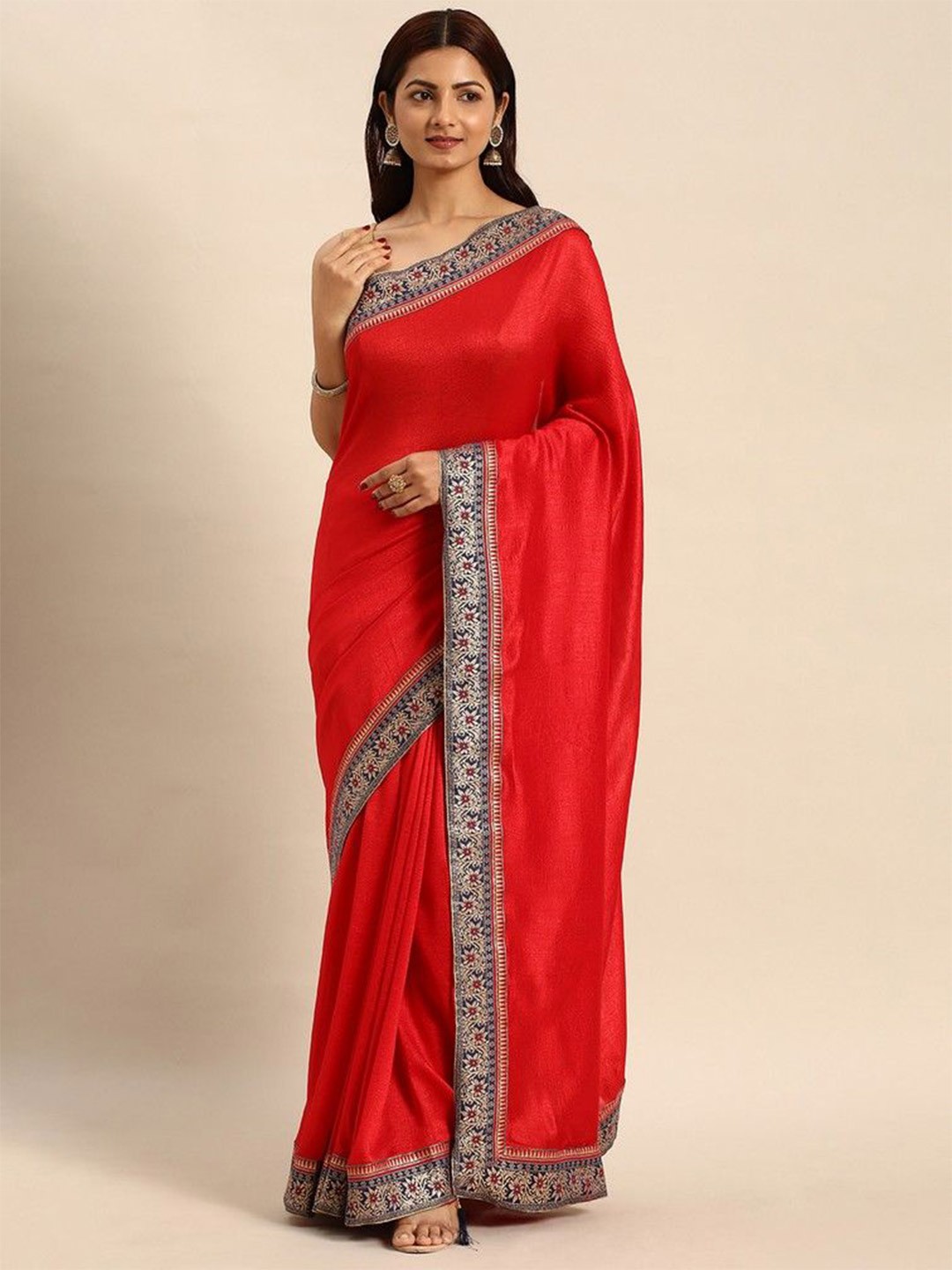 

HERE&NOW Zari Saree, Red