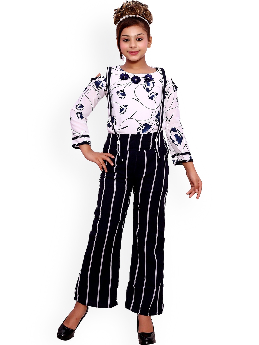 

Elendra jeans Printed Dungaree With Top, Blue